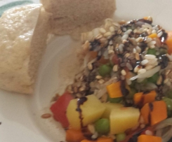 Mantou (panino cinese al vapore) con riso alle verdure ALL IN ONE