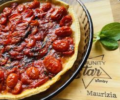 Crostata salata pomodorini e profumo di basilico