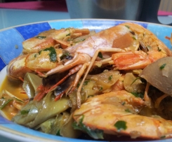 Gamberoni con i cuori di carciofo