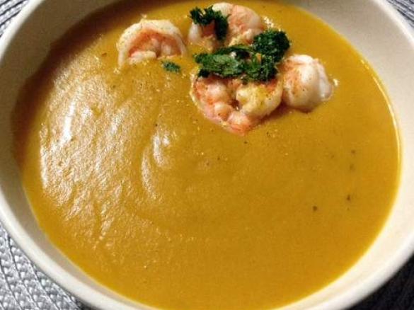 Crema zucca e patate con mazzancolle