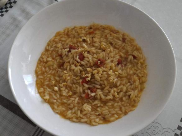 Risotto alla barbera con porri, noci e pomodorini secchi