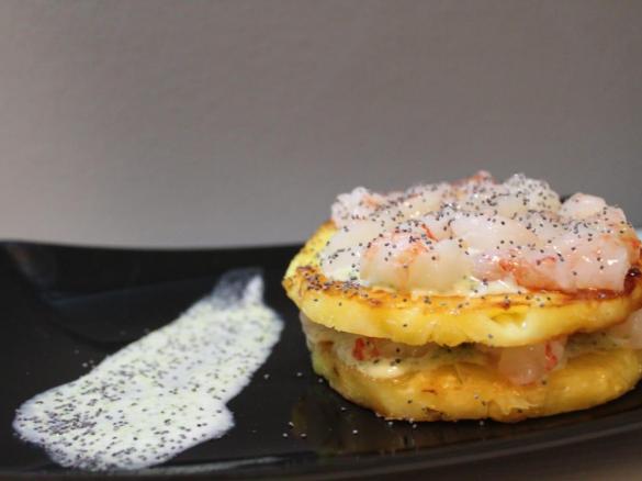 Parmigiana di ananas con maionese di broccoli e tartare di gambero - CONTEST RICETTE LEGGERE--