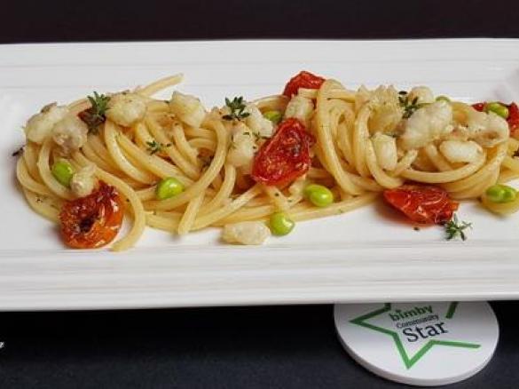 Spaghetti con coda di rospo e pomodorini confit "contest ristorante"