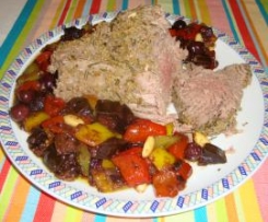 roastbeef di tonno con verdurine in agrodolce