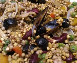 Grano saraceno con verdurine e frutti di mare