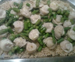 Fiori di cernia con asparagi e riso basmati integrale