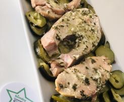 Salmone al Varoma con contorno di zucchine