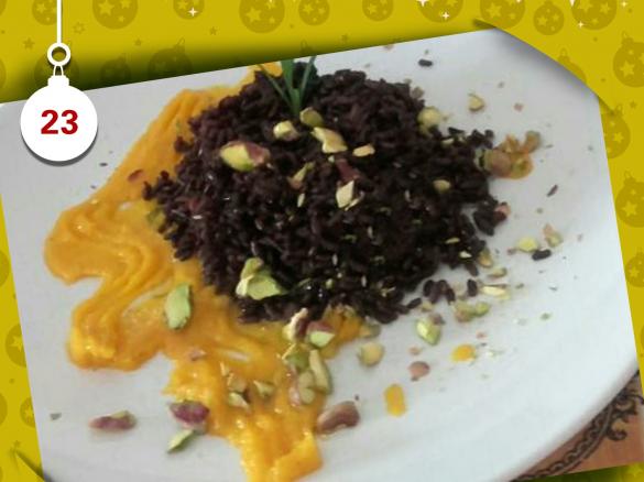 Riso Venere con crema di zucca e pistacchi - Natale