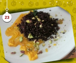 Riso Venere con crema di zucca e pistacchi - Natale