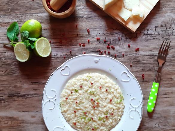 Risotto con Pecorino pepe rosa e lime