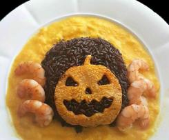 RISO VENERE CON CREMA DI ZUCCA ALL'ARANCIA E MAZZANCOLLE - STAFFETTA HALLOWEEN