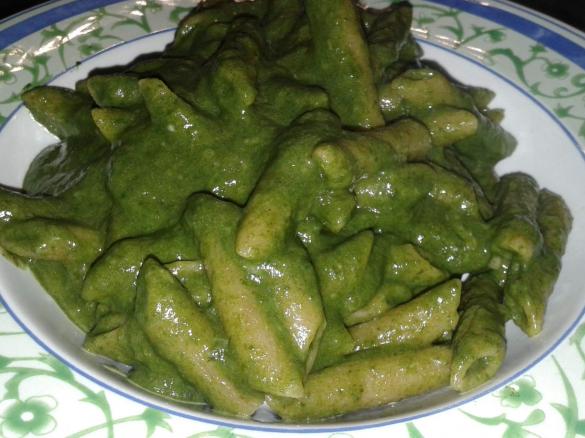 Pasta risottata con crema di spinaci