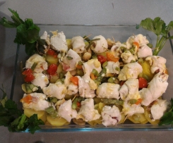 Involtini di pollo con verdure, patate e fagioli