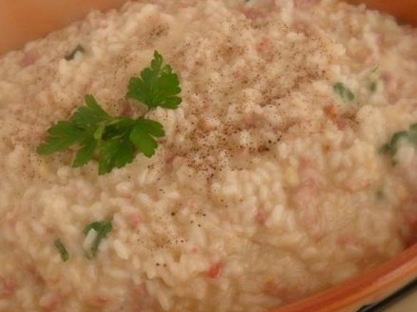 Risotto con pancetta ,noci e panna