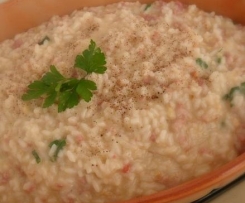 Risotto con pancetta ,noci e panna