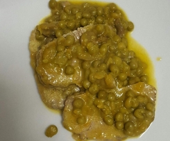 Arrosto al varoma con piselli e funghi