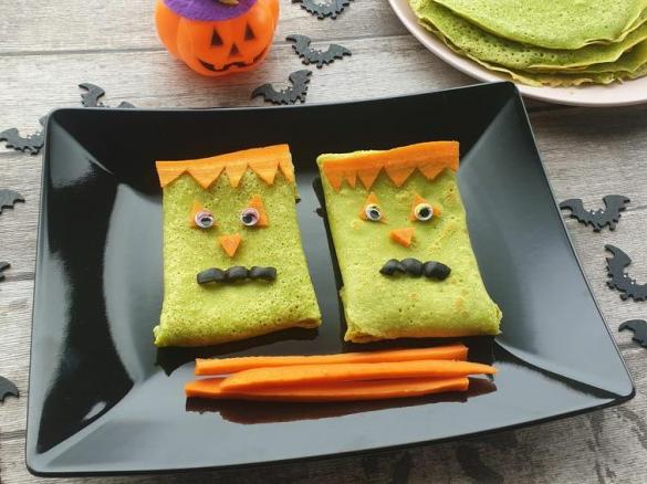Crepes verdi spaventose per Halloween senza glutine