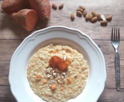 Risotto con batata Gorgonzola e granella di mandorle