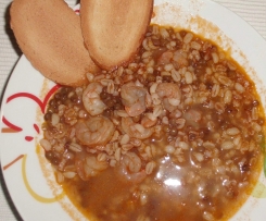 ZUPPA DI FARRO CON GAMBERETTI