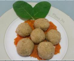 POLPETTE DI SGOMBRO CON FAGIOLI CANNELLINI SU LETTO DI CAROTE AROMATIZZATE ALLA SALVIA E BRANDY  (Contest la magia del vapore)