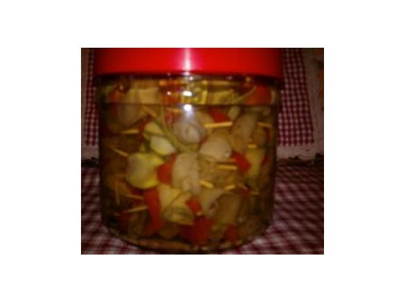 Spiedini di melanzane e zucchine all'aceto di vino (dal libro "Le conserve")