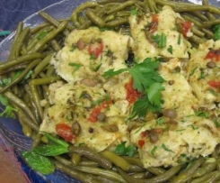 Involtini di Spada con frutti di mare in verde