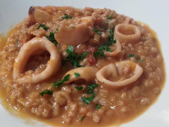 farro cremoso ai calamari