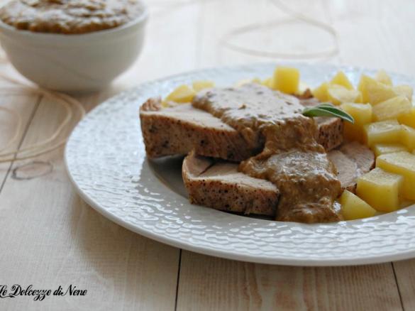 LONZA DI MAIALE CON CREMA AI FUNGHI E PATATE