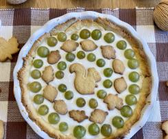 Crostata con crema alla ricotta e uva