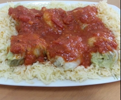 Involtini di radicchio bianco (pan di zucchero) al varoma e riso basmati