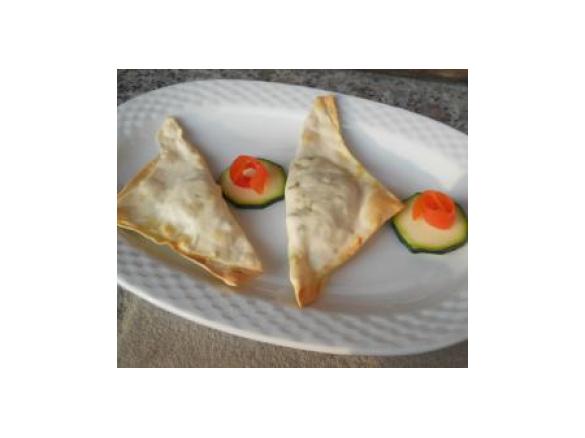 Triangoli di pasta Phyllo con Gamberetti e Zucchine 