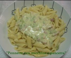 "Pennette con zucchine e pancetta"