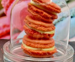 Macaron con ganache al cioccolato bianco arancia e vaniglia con gelee di kiwi