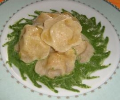 tortelli al farro e ceci su coulisse di erbette
