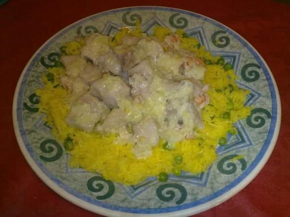 Bocconcini di  pesce persico con riso basmati