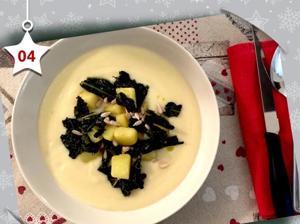 Patate alla curcuma e cavolo nero su crema di rapa - Natale