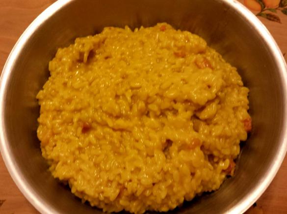 Risotto zucchine, pancetta e zafferano