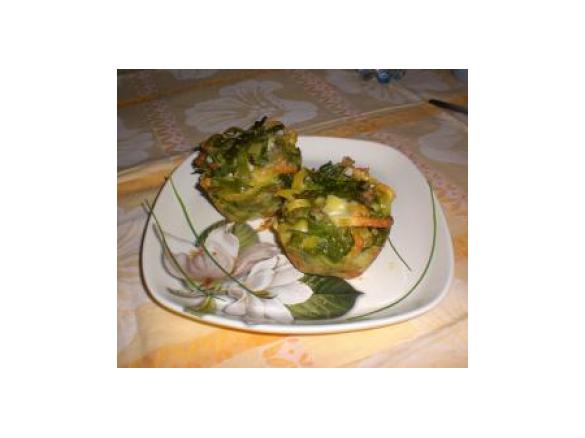 Tortini paglia e fieno asparagi e taleggio