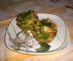 Tortini paglia e fieno asparagi e taleggio