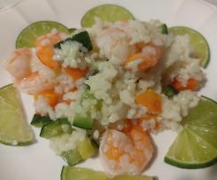riso al curry con carote, zucchine e gamberi al profumo di lime (modalità cuoci riso)
