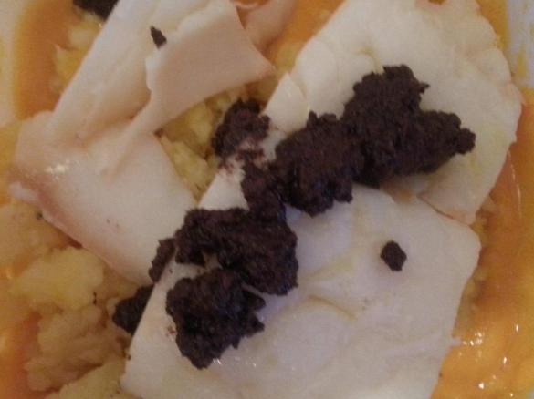 Baccalà con crema di peperoni e patate