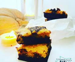 Brownies alla zucca bi-color vegan GF - staffetta Halloween 2019