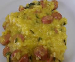 Risotto zucchine e wurstel