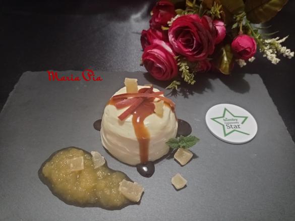 DESSERT AL CIOCCOLATO BIANCO CON CREMA DI MELE ALLA GRAPPA ~~ contest ristorante ~~