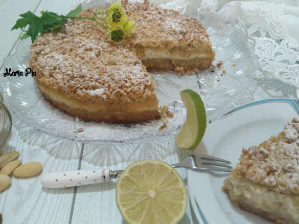 SBRICIOLATA CON MANDORLE AMARE LIME RICOTTA E MARMELLATA DI LIMONE