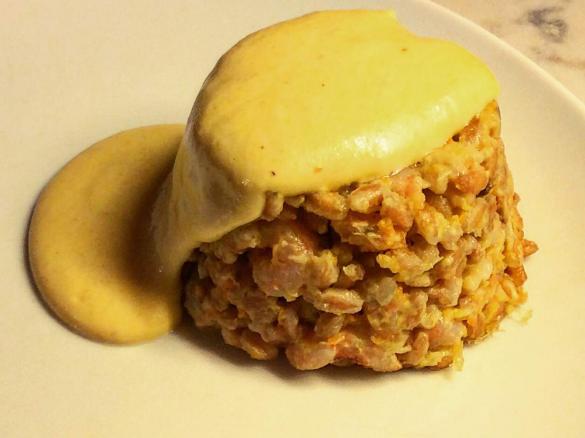 Sformato di Farro alle verdure e gamberetti