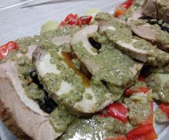 Arista ripiena di albicocche e prugne con salsa ai broccoletti