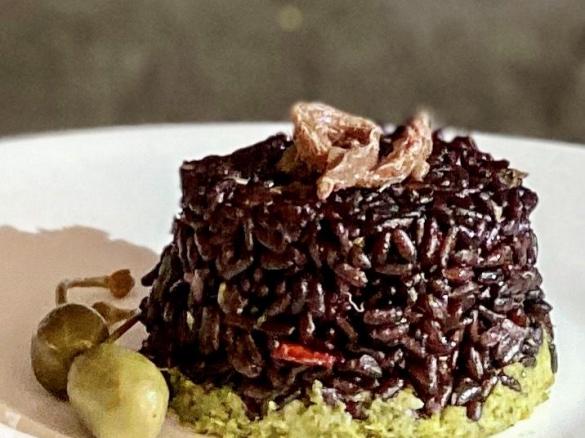 Timballi di riso venere con crema di broccoli ed alici -CONTEST TIMBALLI DI RISO-