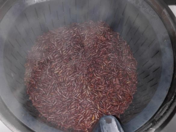 Riso rosso con zucchine e crema di canellini