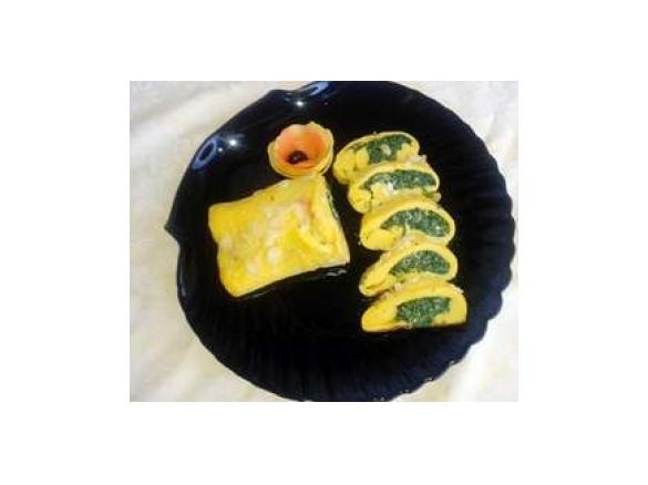 Omelette agli albumi farcita agli spinaci  x buffet